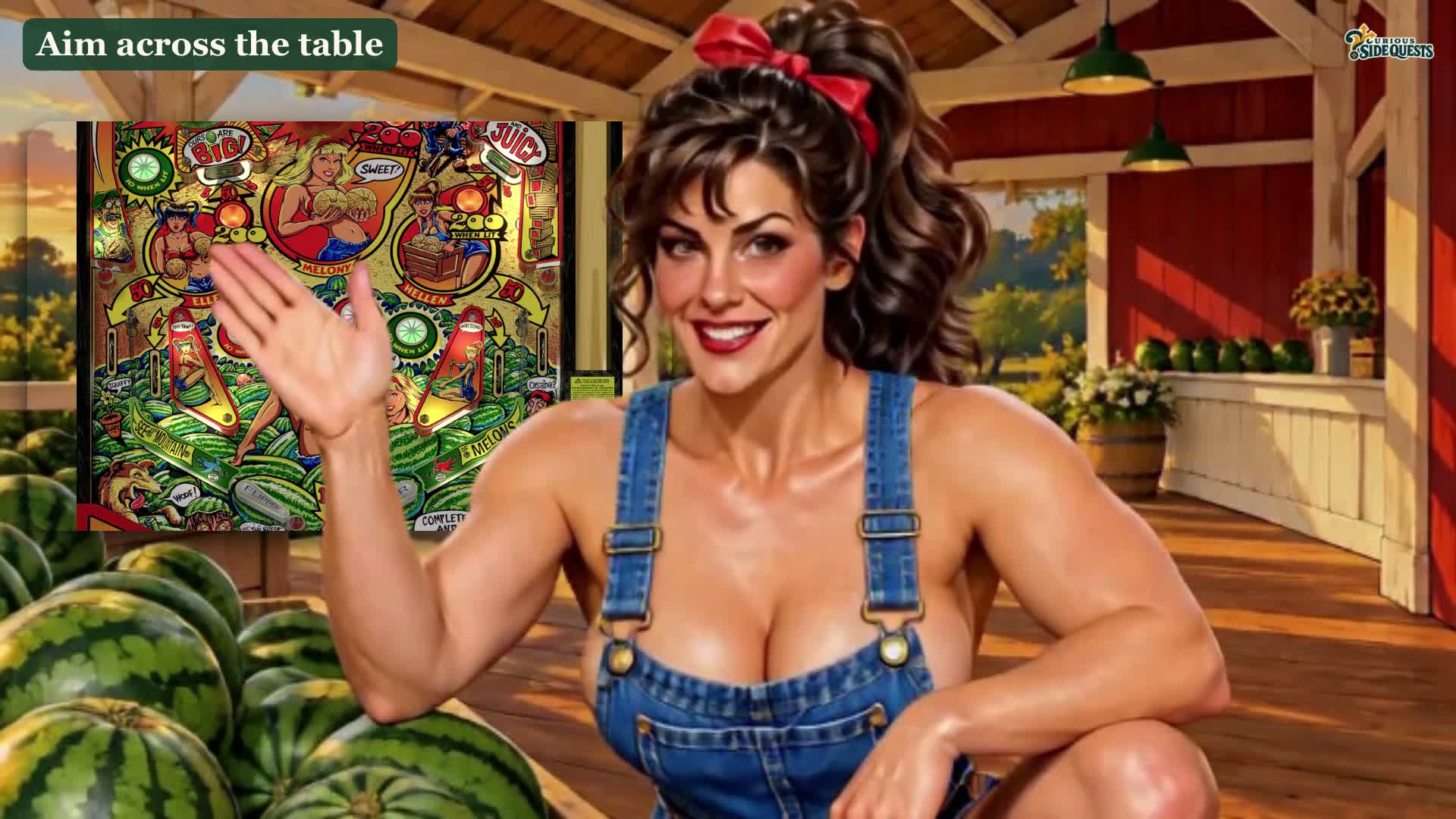 Hellen composited beside an inset view of the actual Whoa Nellie playfield during a framing review
