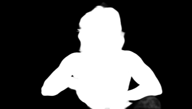 Initial presenter mask with an incomplete lower-right knee outline