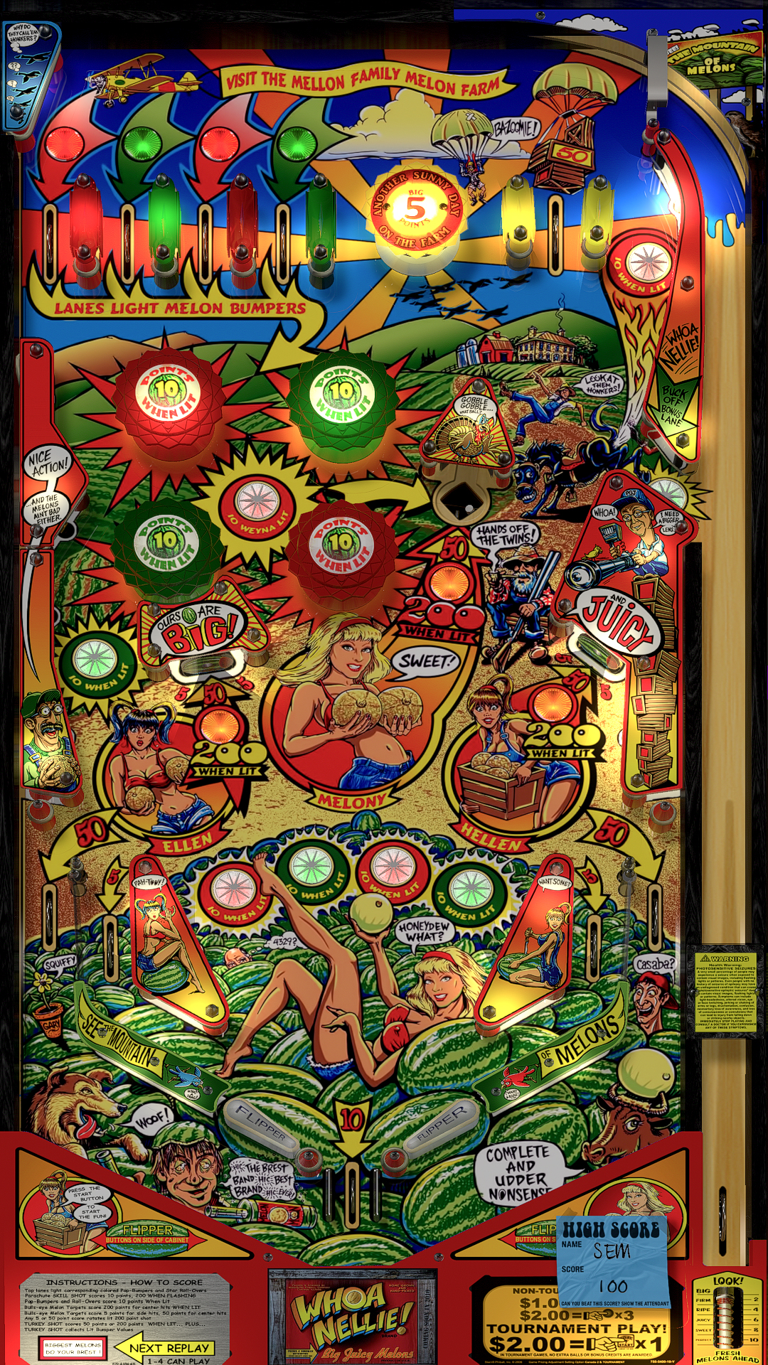 The colorful Whoa Nellie pinball playfield