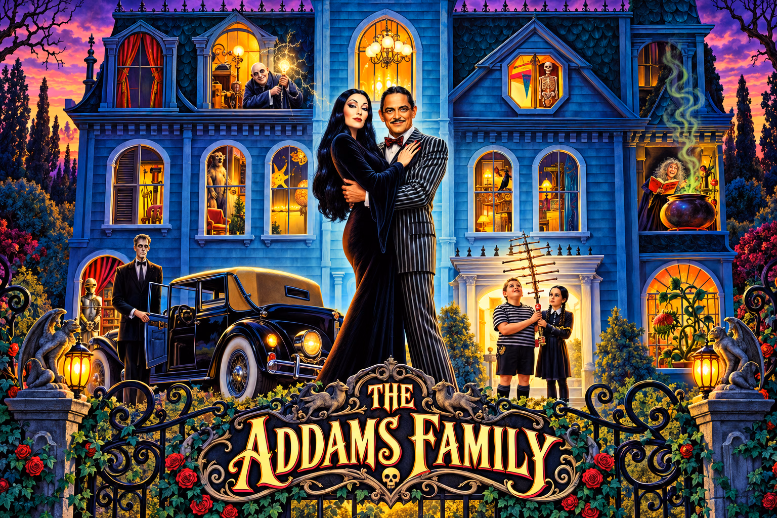 The Addams Family — original cabinet backglass