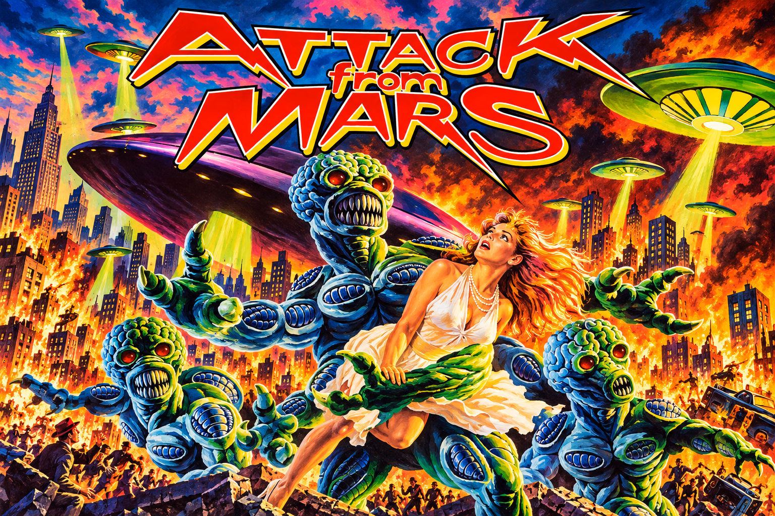 Attack from Mars — restyled cabinet backglass