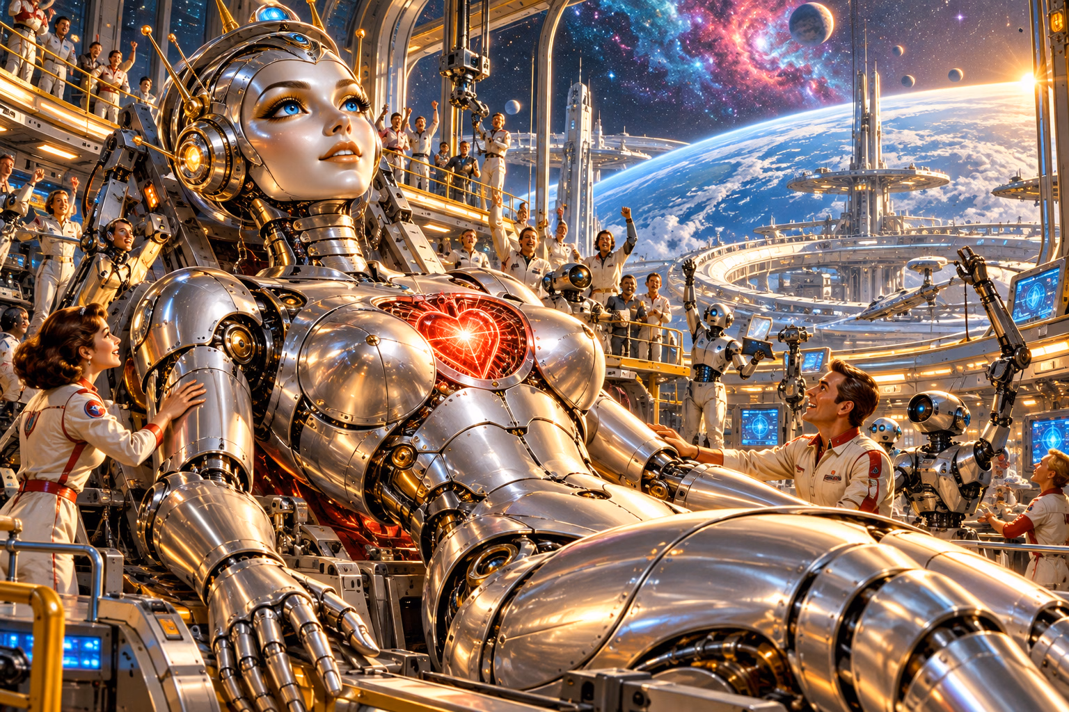 The Bride awakening in her laboratory