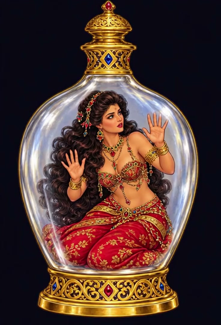 The worried princess trapped inside the Genie’s bottle