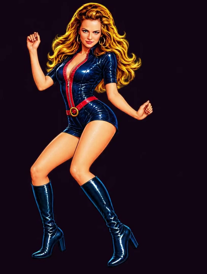 Animated female spy go-go dancing