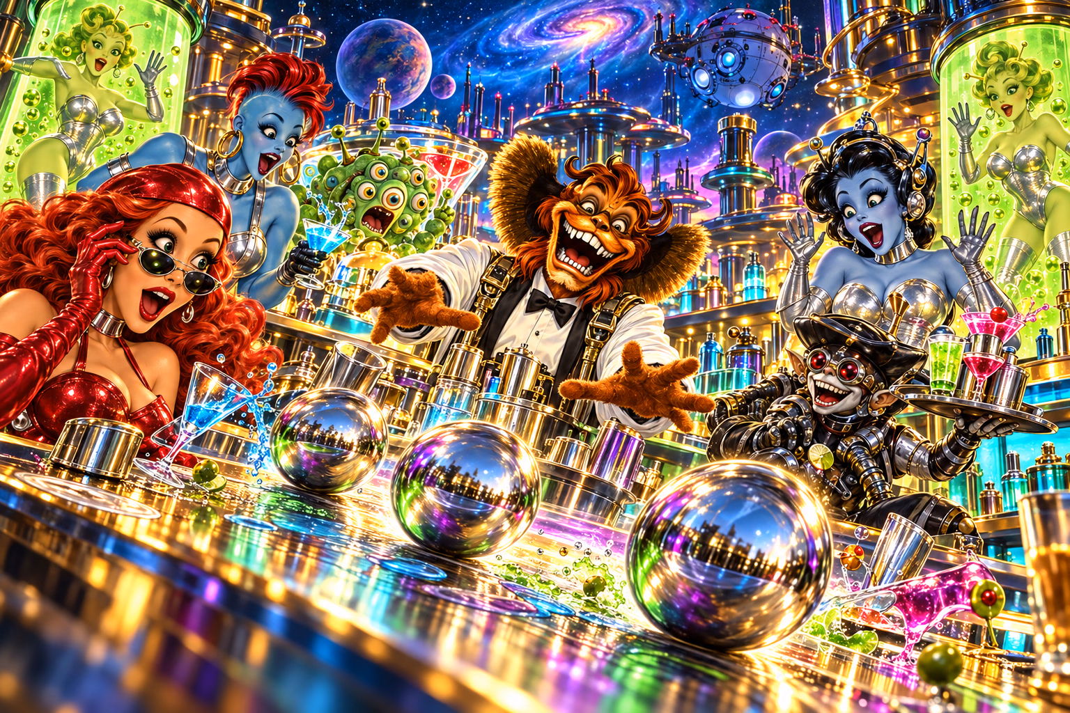 Alien bar patrons amid multiball chaos