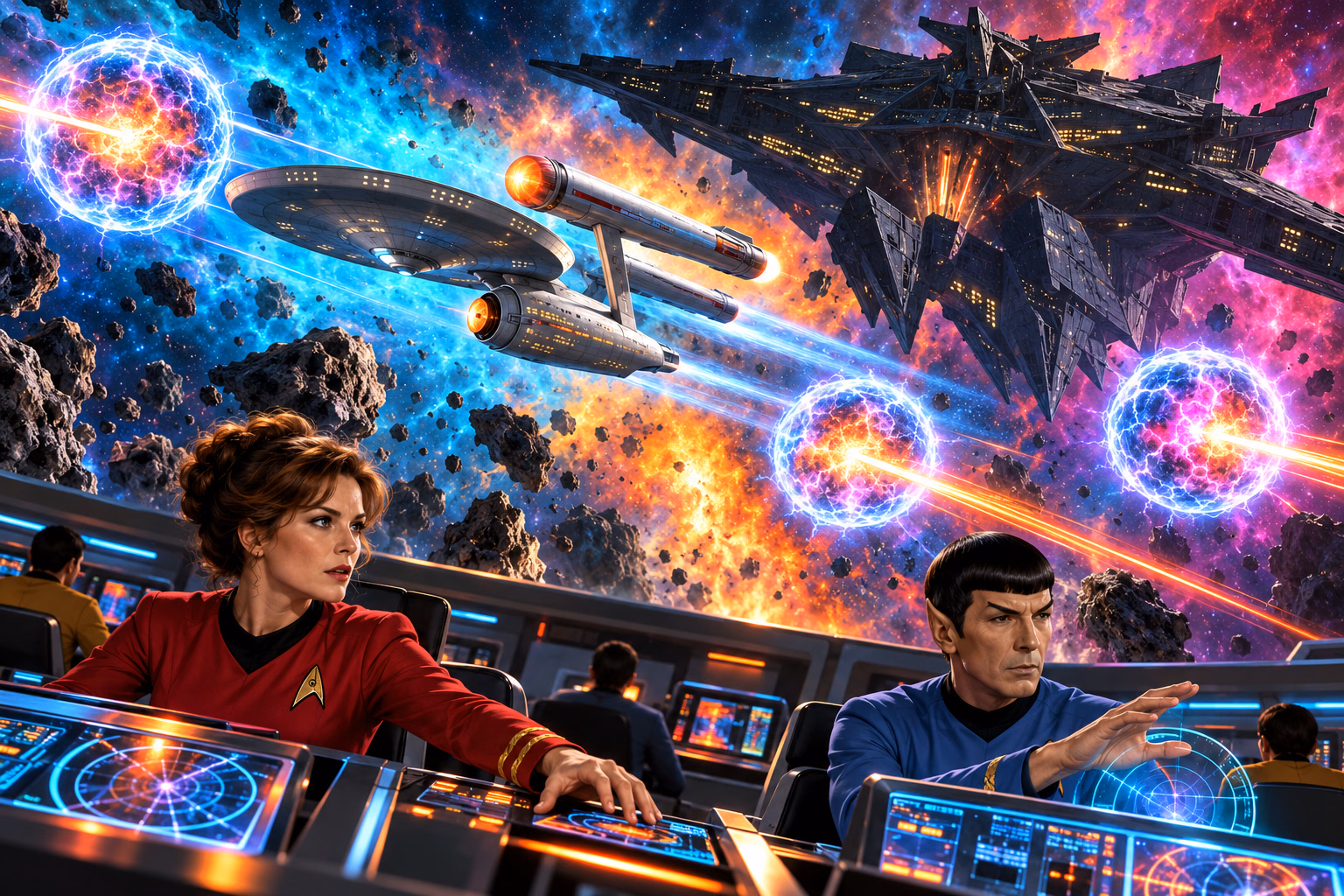 Starships in a multiball battle