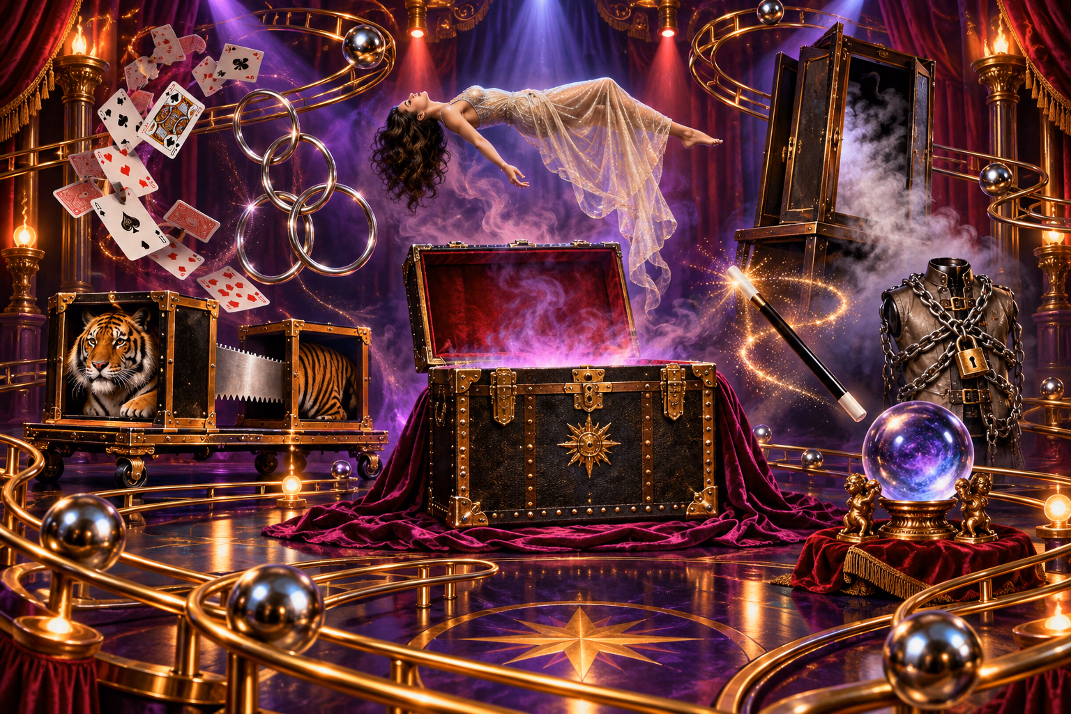 Eight-illusion progression: Repeat trunk hits and trunk-hole starts until all eight illusions have begun.