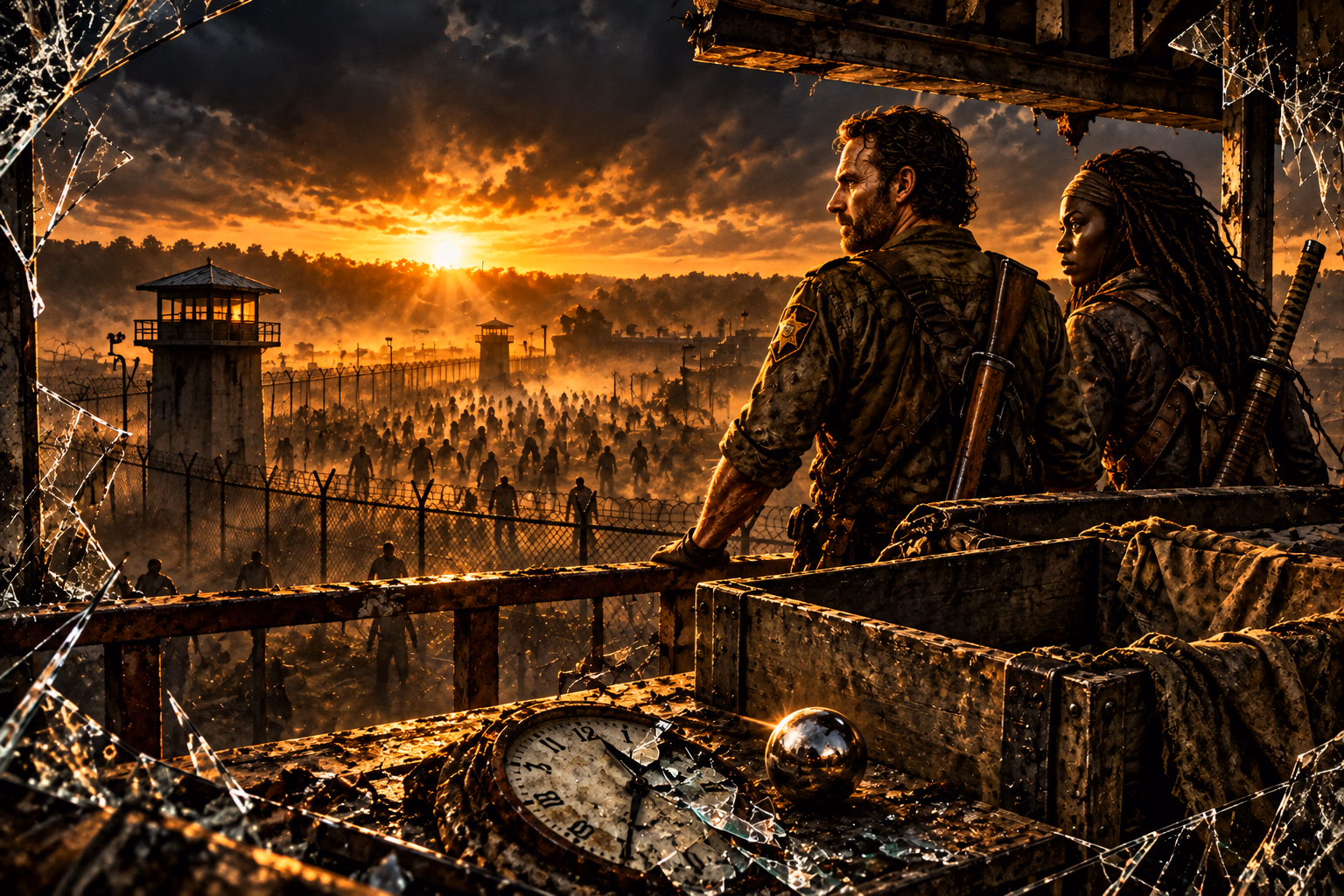 Survivors at the prison perimeter