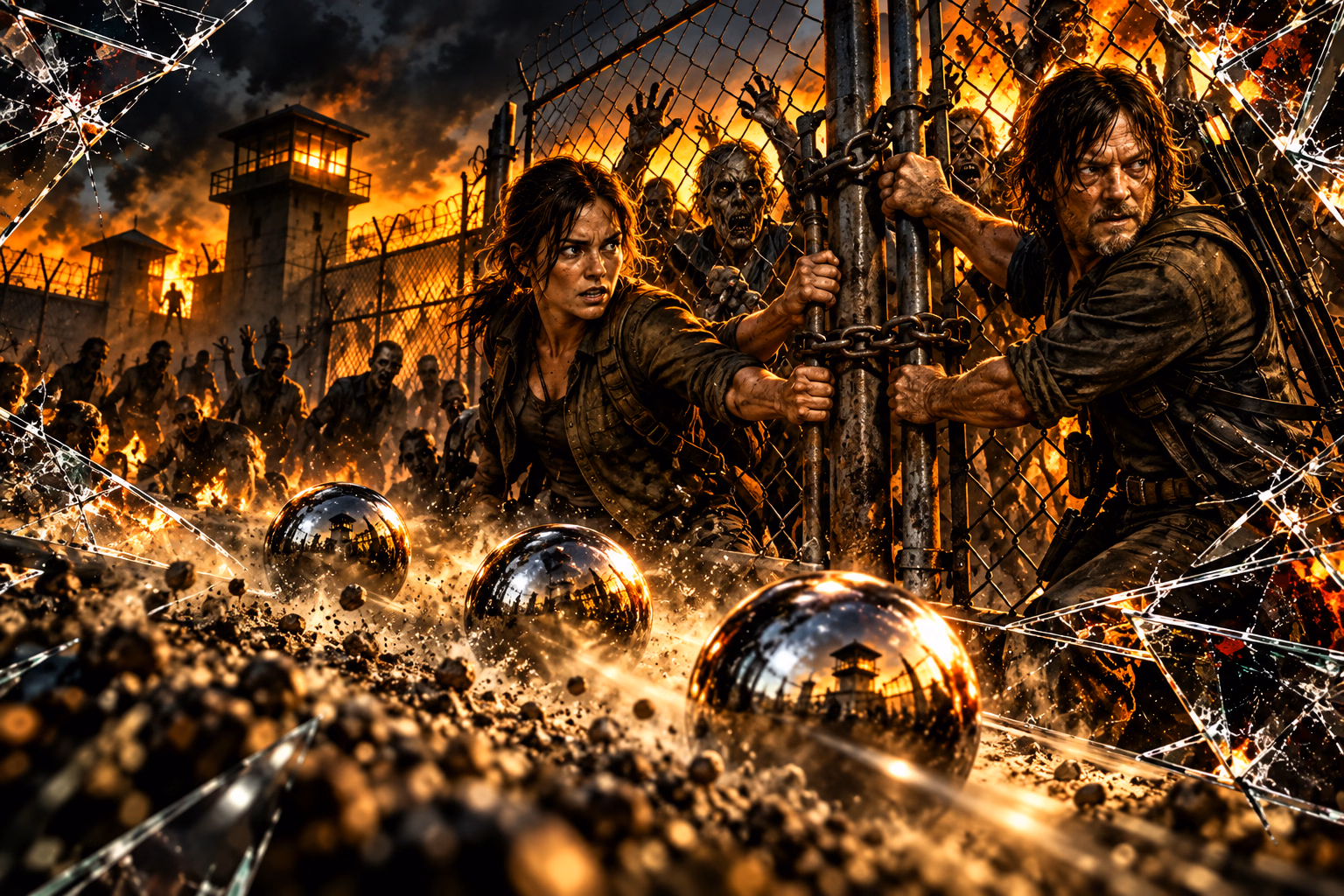 Survivors at the prison perimeter