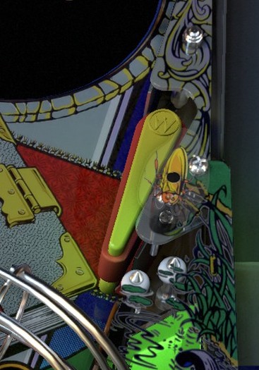 Upper-right flipper close-up from the installed The Addams Family playfield