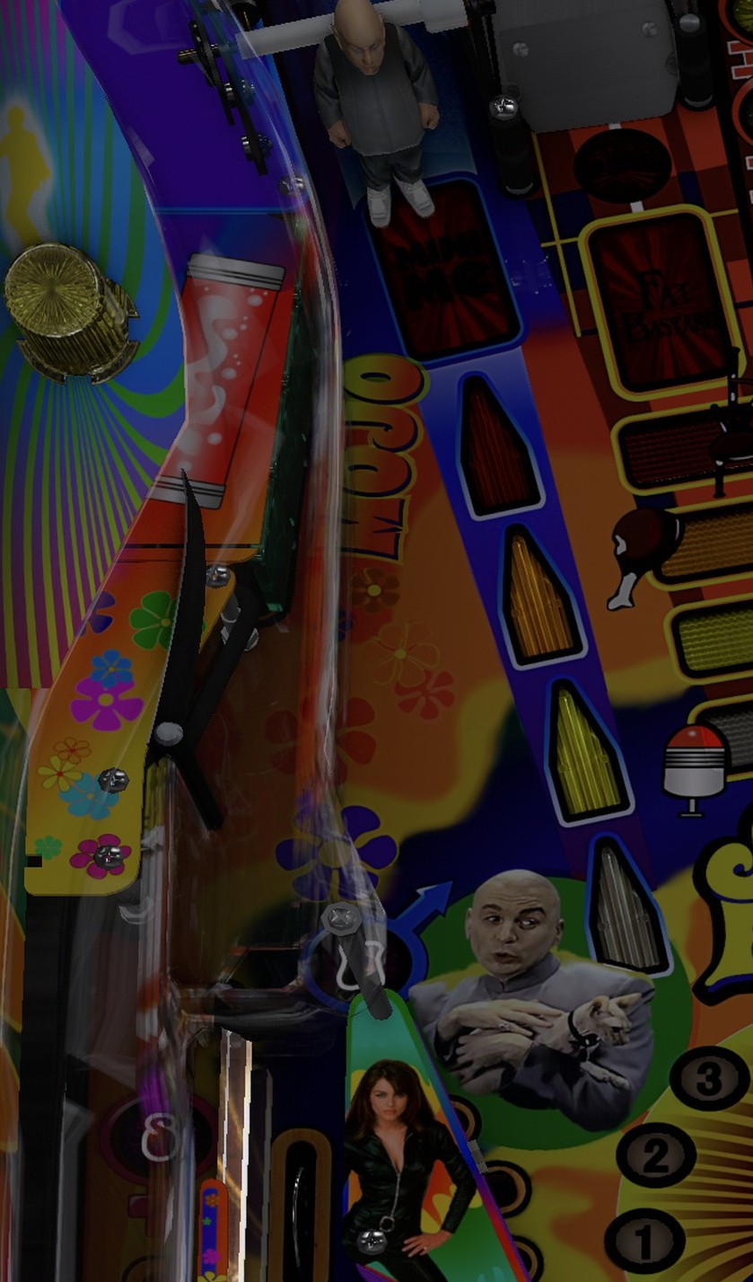 Left-side MOJO position and its inserts. Return plastics obscure the standing target faces; the lit shapes are not targets.