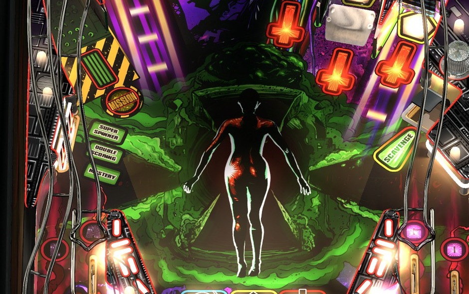 Flippers, inlanes and character progress lamps on the installed playfield