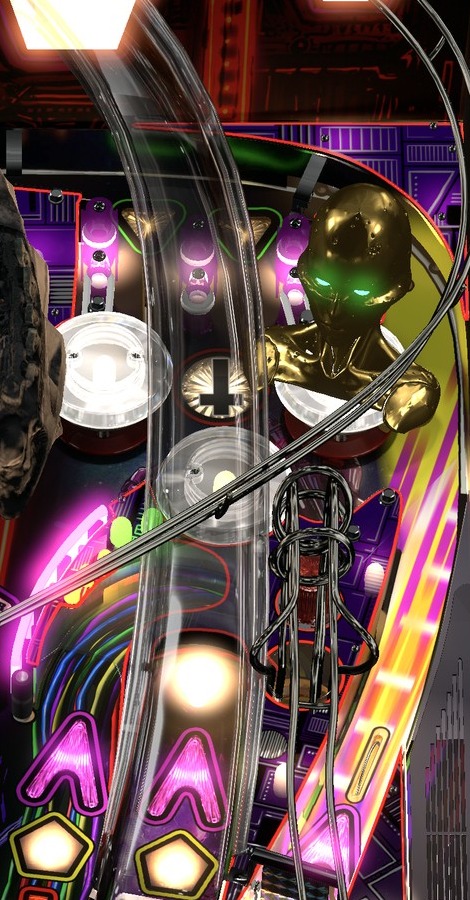Right orbit, upper flipper and sky-loop entrance