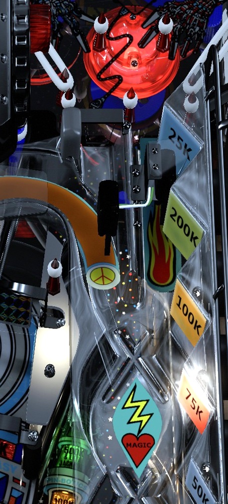 Spinner and Jets on the installed playfield