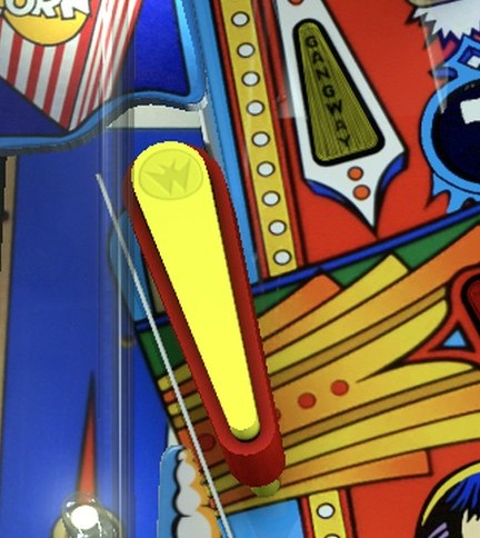 Upper-left flipper close-up from the installed FunHouse playfield