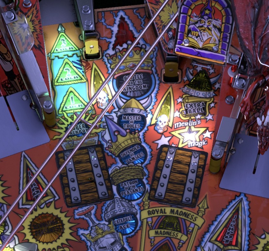 Both closed troll hatches below the Castle, with nearby yellow standups. The troll figures are down in this view.