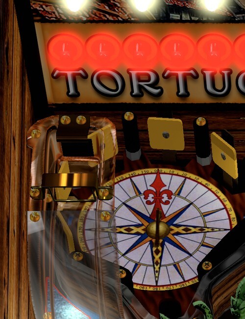 Left ramp and Tortuga disk on the installed Pirates playfield