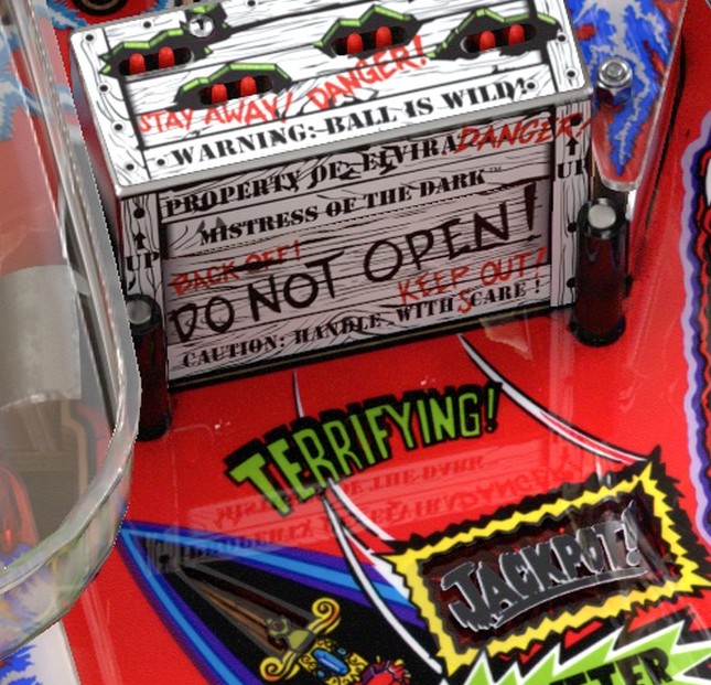The actual upper crate and its Warning: Ball Is Wild sign.