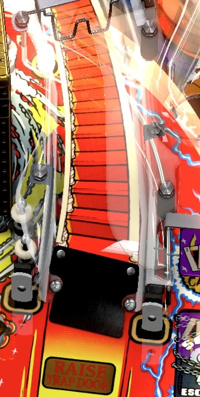 Center staircase ramp close-up from the installed Theatre of Magic playfield