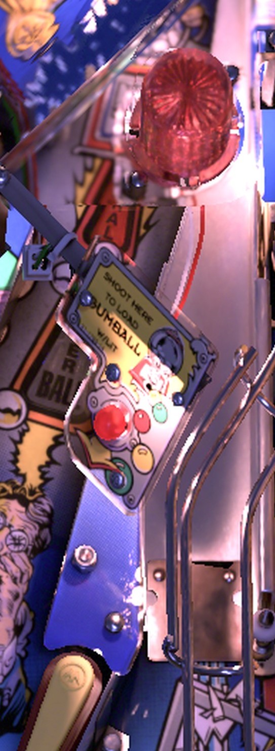 The Right Orbit lane along the right edge past the upper-right flipper, with the GUMBALL sign, on the installed Twilight Zone playfield