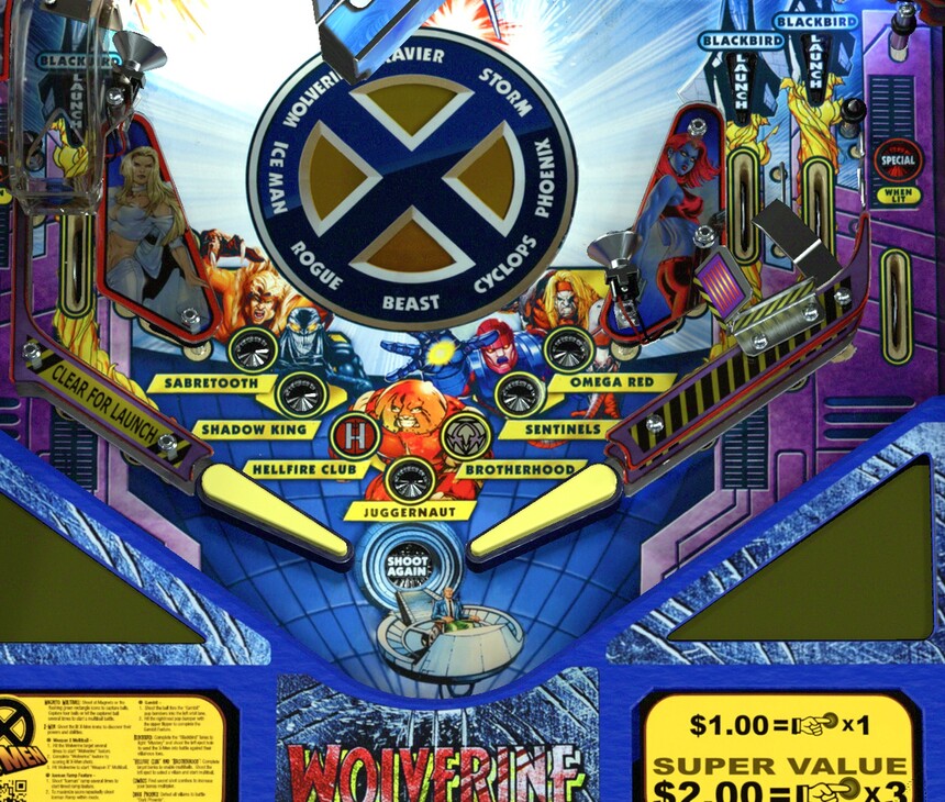 X-Men flippers and lower lanes