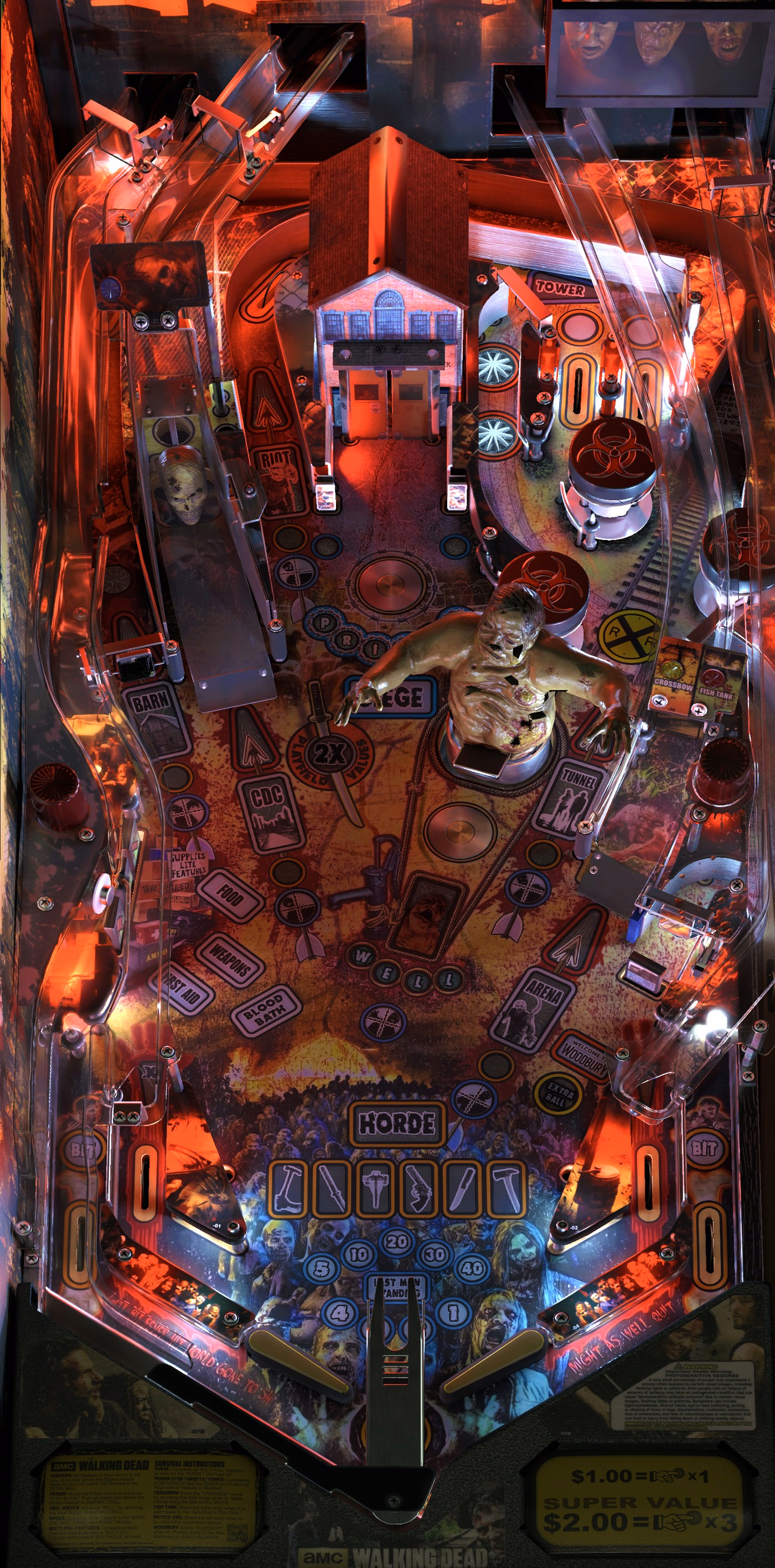 Installed Walking Dead LE/Premium playfield